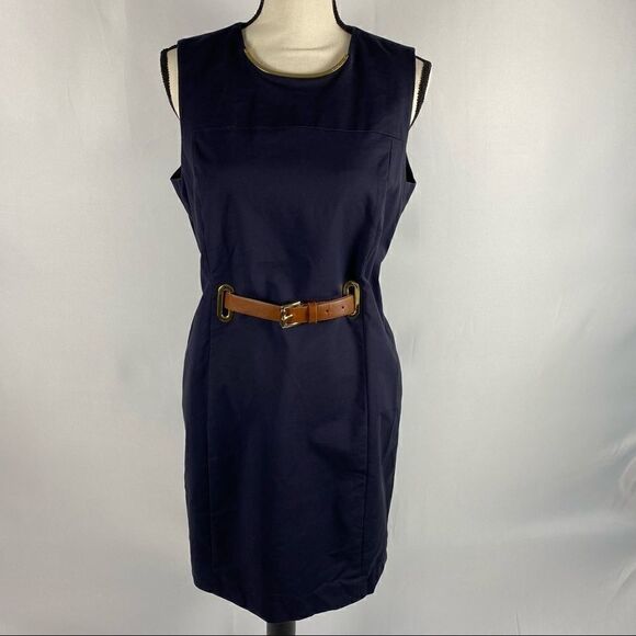 Michael Michael Kors Deep Blue Dress with Belt Size 14 - Picture 1 of 11